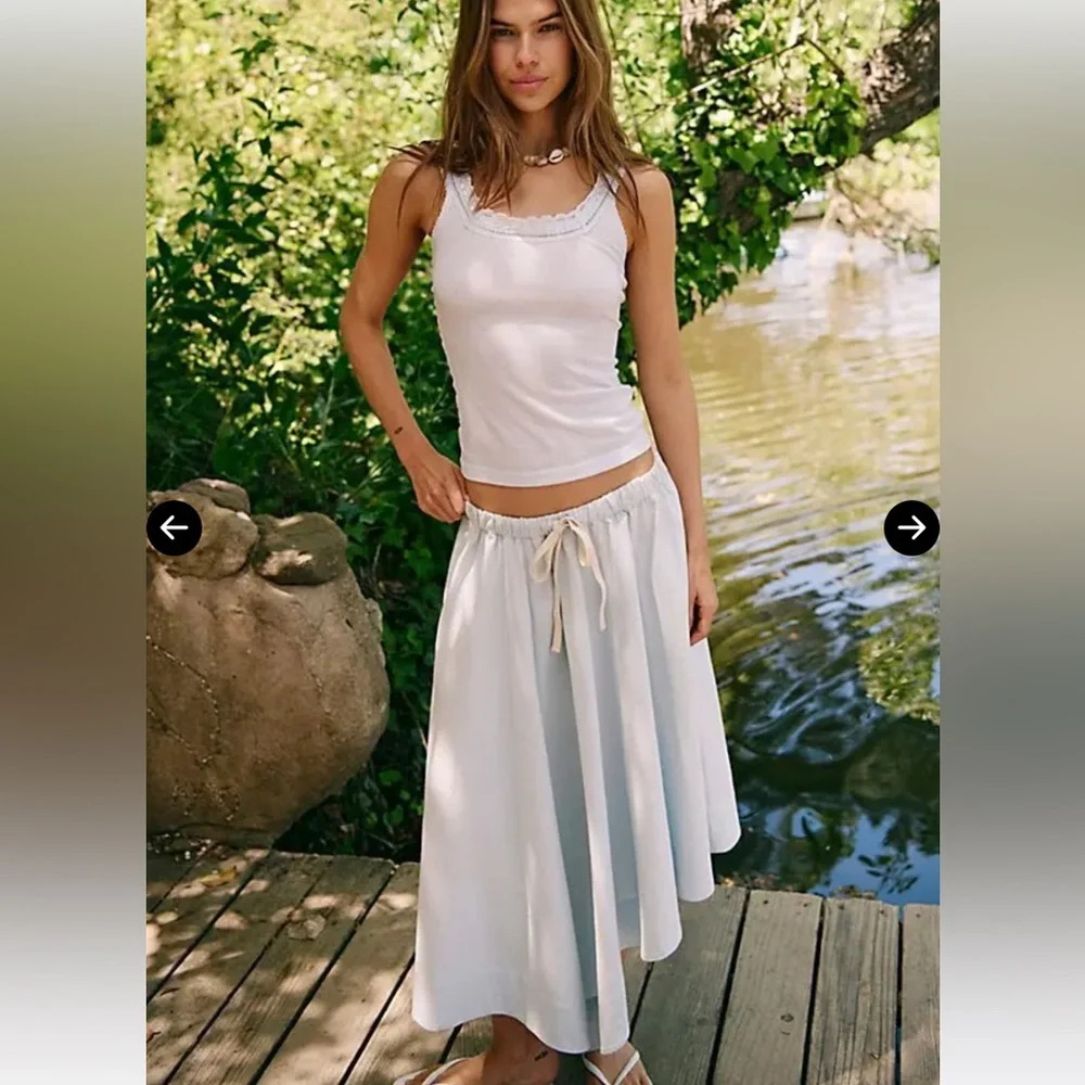 FREE PEOPLE COASTAL EASE ASYMMETRICAL SKIRT SIZE L MSRP $68.00 NWT - Picture 1 of 12